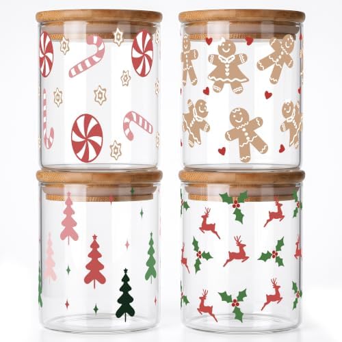 Set of 4 Christmas Food Canistersd with Lid,Xmas Home Kitchen Decor Gift by Unknown