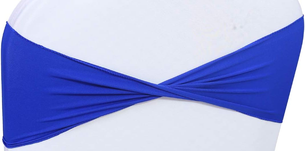 VDS Pack of 250 PCS | Royal Blue | Spandex Chair Sashes Bows Without Buckle | Stretch Elastic Banquet Universal Folding Chair Band Tie with for Wedding Party Conference Celebration Event Decoration