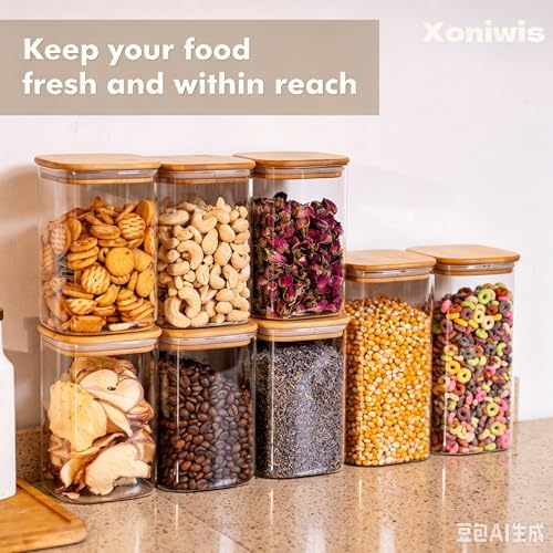 3-Pack 1.6Qt Square Glass Storage Jars with Bamboo Lids - Image 7