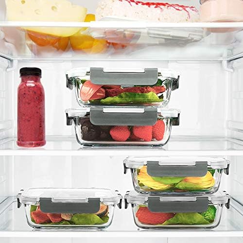 M MCIRCO 10 Pack,22 oz Glass Food Storage Containers with lids, Gray - Image 6