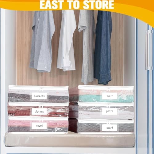 Plastic Storage Bags with Easy-Glide Zipper, Pack of 6, Durable Clear Vinyl Zippered Storage Bags for Clothes Sweaters Comforters Blankets Sheets Bedding (21.6 x 13.7 x 12.4 Inch, Transparent White) - Image 2