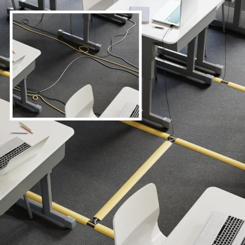 D-Line 15ft Floor Cord Cover, Cable Protector, Hide Extension Cords, Protect Cords, Prevent Cable Trips, Heavy Duty Cord Hider - Cable Cavity = 0.63" (W) x 0.31" (H) - Safety Yellow - Image 5