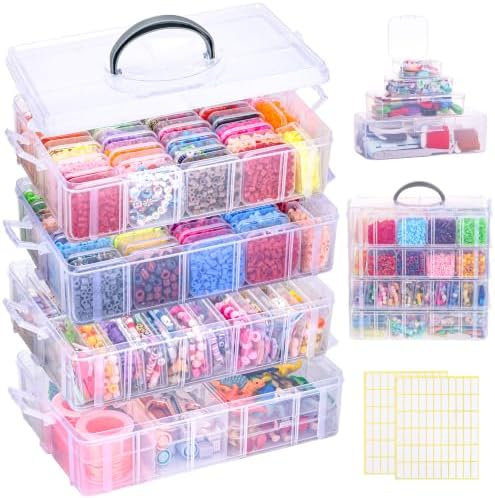Stackable Bead Organizer 4 Tier 88pcs Small Boxes Craft Storage Container by SGHUO