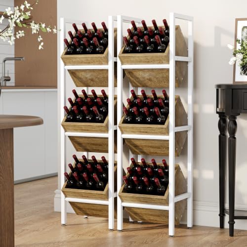 LITTLE TREE 3-Tier Basket Stand, Wooden Floor Stand Shelving Unit, Standing Organizer Storage Rack for Kitchen, Bathroom, Living Room (Light Brown, 2) - Image 5