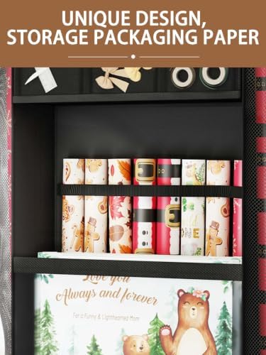 WERNNSAI Over Door Wrapping Paper Organizer Storage with Removable Drawer - Image 7
