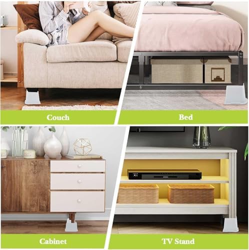 Bed Risers 1 inch, 2 inch, 3 inch, 4 inch, 6 inch, 8 inch Heavy Duty, Oversized Furniture Riser for Couch Sofa Table Chair Leg Frame Dorm, Support up to 6000 Lbs (White 8 Pack, 4 inch) - Image 6