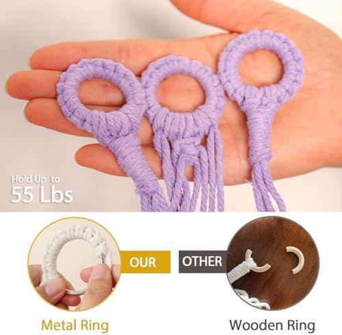 YKBU Stuffed Animals Hammock Corner Hanging Net for Macrame Stuffed Animal Storage Plush Toy Holder Toy Organizer for Boho Nursery Playroom Bedroom (purple, Large) - Image 4