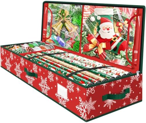 SeasonBliss Wrapping Paper Organizer Storage for Christmas, Snowflake/Red by Unknown