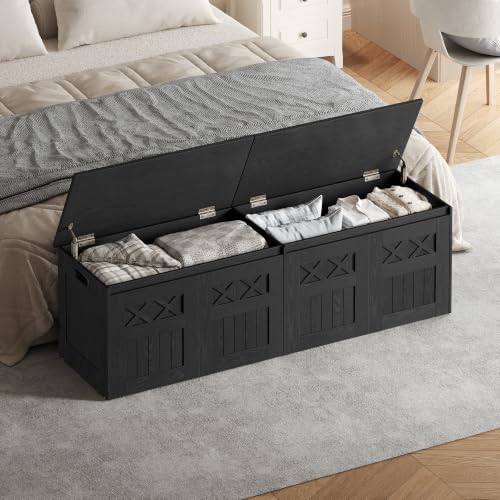 Hzuaneri 59 inches Rustic Storage Chest and Bench | 70 Gal | 330lb Seat - Image 2