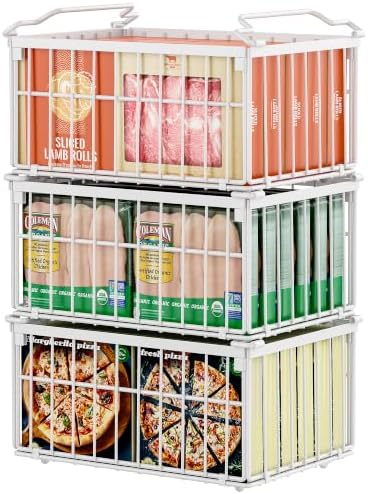 Freezer Organizer Bins, 3 Pack Enlarged Baskets for 5-9 Cu.FT Deep Freezer by MSERCUOR