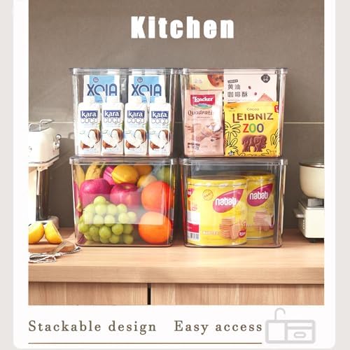 Clear plastic storage bins with LIDS,storage containers for snacks, cosmetics, books, dog food, Storage Organizer for Nursery，Kitchen, Living room,Bedroom, Bathroom, Office (clear, 4XL) - Image 6