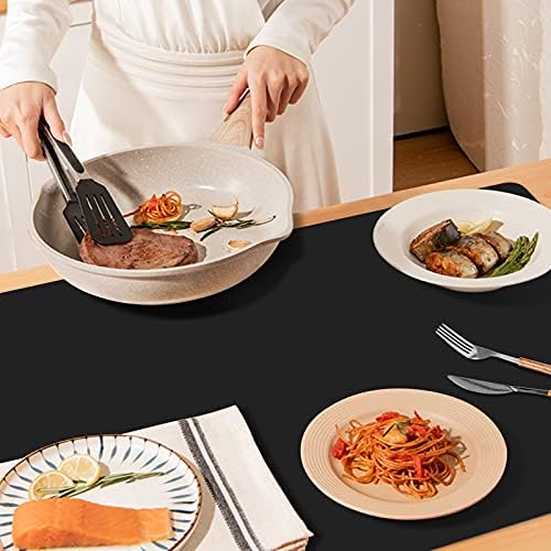 Ewen 2mm Thick Silicone Mats for Kitchen Counter, 27.6x19.5in Heat Resistant Silicone Baking Mat, Large Placemat Pastry Countertop Protector Mat Hot Pad for Stove Coffee Maker Air Fryer Toaster Black - Image 2