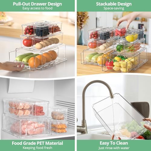 damynuo 14 Pack Clear Fridge Organizer with Lids and Refrigerator Drawers - Image 5