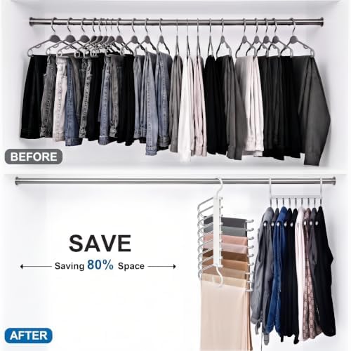 Upgrade 9 Layers Pants Hanger Space Saving Non-Slip Closet Organizer 2 Pack - Image 3