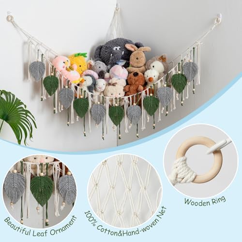 Pretty Jolly Stuffed Animal Hammock with Leaf Beads and Tassels - Image 2