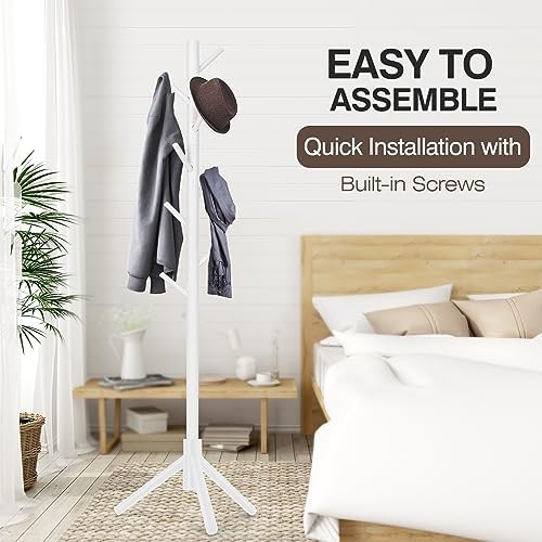 WANGMUXIA 2 PCS Coat Rack, Freestanding Coat Rack with 8 Hooks and 3 Adjustable Size Tree Coat Racks for Bedroom, Hallway, Entrance, Office, for Hats, Coats, Scarves, Handbags - Image 6