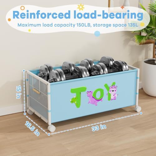 JBBTOOL Large Toy Box, Toy Storage Organizer for Kids, Toy Chest for Toddlers with 360° Wheels, Toybox for Living Room, Oxford Cloth Toy Box for Boys, Girls, Stuffed Animals, Clothes - Image 2