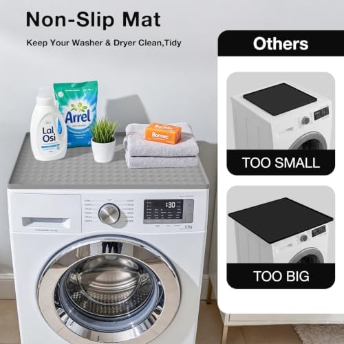 Washer and Dryer Top Protector Mat,25" x 25"Silicone Rubber Mat for Slant Top Surface Cover and Top Load Washing Machine Laundry Room,Non Slip Heavy Duty Waterproof Washable Top Cover Pad - Image 5