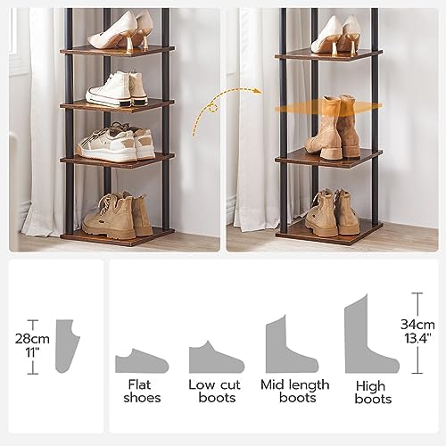 HOOBRO Vertical Shoe Rack, 8-Tier Narrow Shoe Shelf, Shoe Storage Organizer for Small Space, 11" L x 11" W x 53" H, Closet, Entryway, Hallway, Bedroom, Rustic Brown and Black BF22XJ01 - Image 5