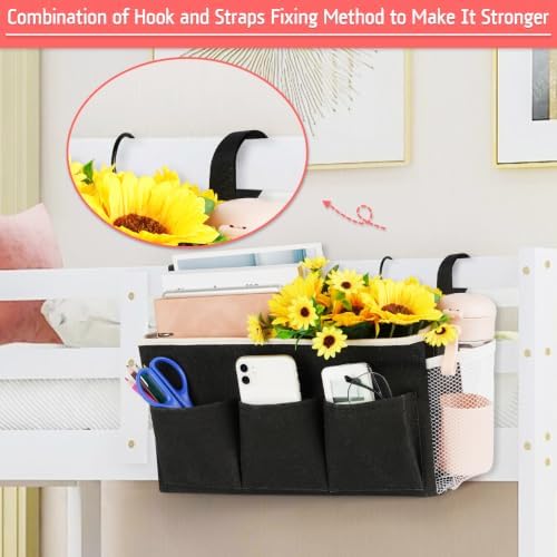 Bedside Caddy, Bedside Storage Bag Hanging Organizer for Bunk Dorm Bed Rail - Image 3
