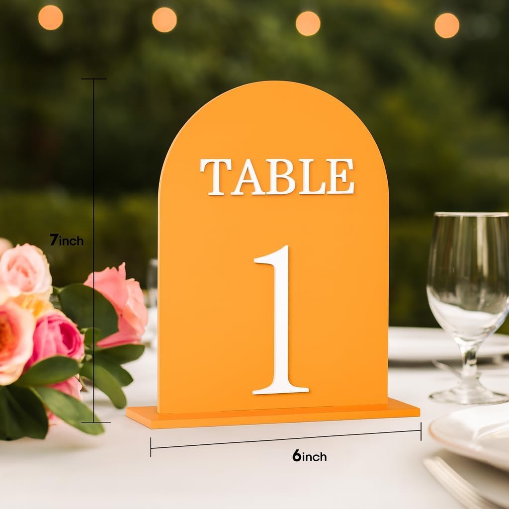 Arch Wedding Table Numbers 1-20 with Stands, 5" X 7" Double Sided Acrylic Wedding Sign Holders, Durable Non-Fading Table Number for Wedding Reception, Events, and Centerpieces
