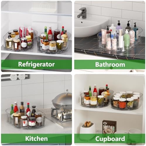 Lazy Susan Organizer for Refrigerator, 13" x 8.5" Clear Rectangular Fridge Organizer Turntable for Condiments, Spice Racks Organizer for Cabinet, Pantry & Kitchen Countertop(1 Piece) - Image 6