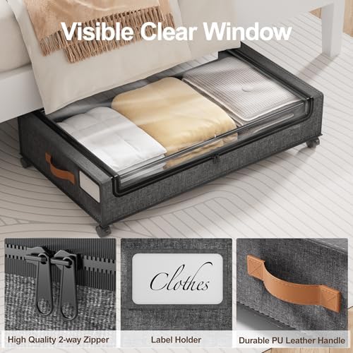 LAMU Under Bed Storage Containers with Wheels, 2 Pack, Hemp Grey - Image 5
