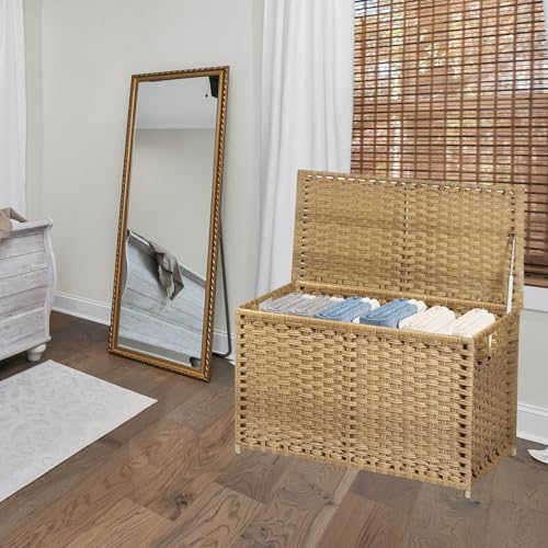Wicker Storage Trunk, Large Storage Basket with Lid,Rural Natural - Image 5