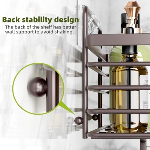 Yougai Shower Organizer with Soap Holder and Hooks, (Brown) - Image 5