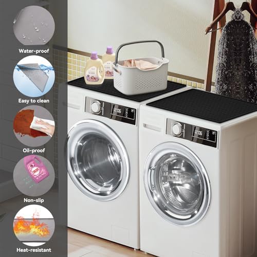 2 Pack Washer and Dryer Covers for the Top, 23.6'' x 19.7'' Silicone Rubber Mat for Laudry Machine & Dryer,Non-slip Heavy Duty Waterproof Washable Top Protector Mat Pad for Laundry & Kitchen - Image 5