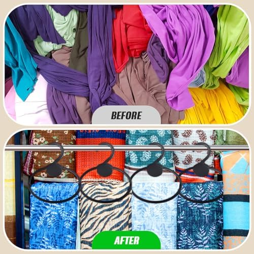 FoldTier 25 Pcs Scarf Hanger Plastic Holder Organizer Space Saving Scarf Organizer Clothes Hanger for Scarves Headscarves Clothing Sorting Storing (Black) - Image 4