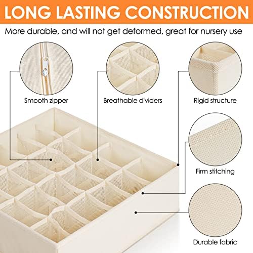 12 Pack Baby Clothes Organizer for Nursery, 116 Cells Fabric Foldable Dresser Closet Organizers and Storage Bins for Clothing, Women Men Underwear Socks, Bra, Ties, Scarf, Belt, Hair Accessories - Image 4