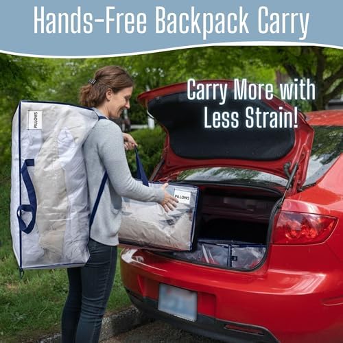 VENO 6 Pack Heavy Duty Moving Bags with Backpack Straps, Zippers & Handles, Extra Large Packing Bags for College Dorm Essentials, Moving Supplies Alternative to Cardboard Moving Boxes - Image 4