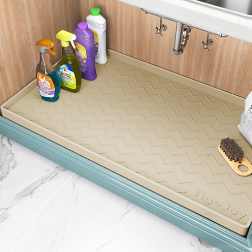 TigeJoy Under Sink Mats for Kitchen Waterproof 34" x 22", Cabinet Liner by TigeJoy