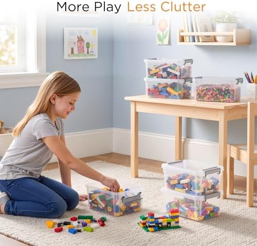 Citylife 4 Packs Small Storage Bins with Lids 3.2 QT Plastic Storage Containers for Organizing Stackable Clear Storage Boxes - Image 3