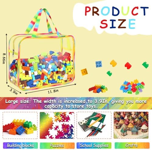 6 Packs Large Toy Storage Bags with Labels, Reusable Clear PVC Board Game Storage, Travel Waterproof Organizer Bags with Zipper Large Capacity (Gradient Color) - Image 2