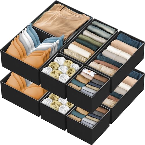 Simple Houseware Foldable Drawer Organizer Stocking Bin, Set of 12, Black by SimpleHouseware