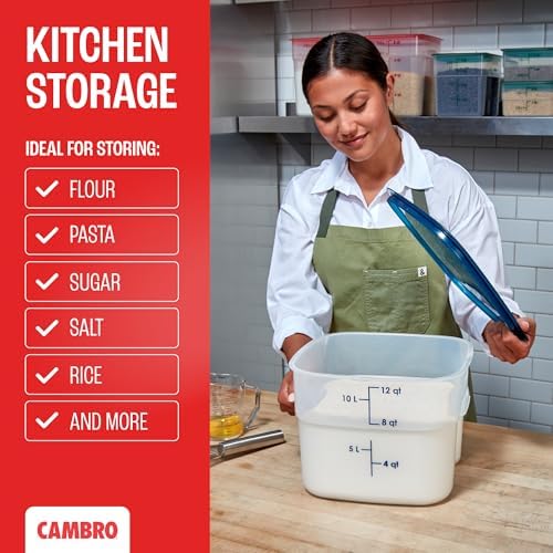 Cambro FreshPro 12 Quart (QT) Food Storage Container with Lid (Restaurant Grade) - for Food Prep, Commercial Kitchen, Pet and Dog Food Container (Translucent) - Image 2