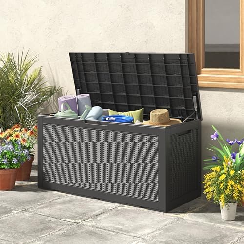 Outdoor Storage Box Waterproof, 110 Gallon Deck Box For Patio Storage by WTFGO