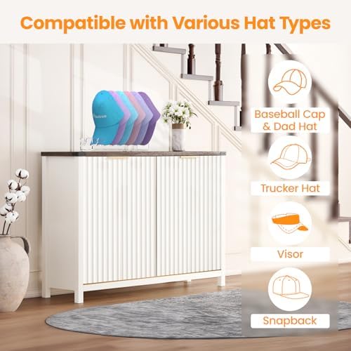 Nicetree Hat Organizer, 2 Pcs No Install Acrylic Hat Racks for 14 Baseball Caps Storage, Hat Stand for Baseball Caps Display and Organizer for Dresser, Bedroom, Closet, Office - Image 3