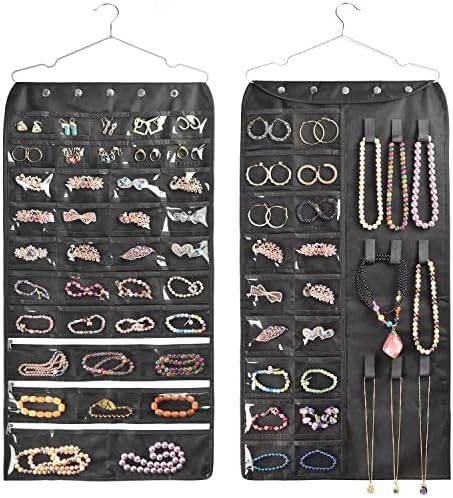 BB Brotrade Hanging Jewelry Organizer,Accessories Organizer,56 Pocket Organizer for Holding Jewelries (Black-56 Pockets) by BBBrotrade