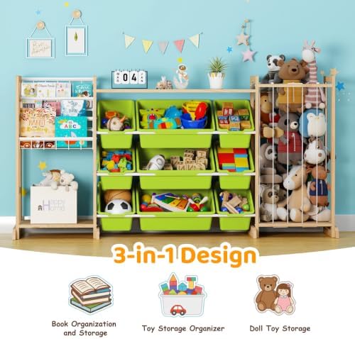 65" Large Toy Storage Organizer with Bookshelf and Stuffed Animal Storage - Image 3