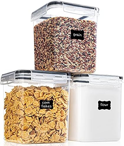 PANTRYSTAR Medium Food Storage Containers with Lids Airtight 2.5L /84.5Oz, for Flour, Sugar, Baking Supply, 3PCS BPA Free Plastic Canisters for Kitchen Pantry Organization by PantryStar