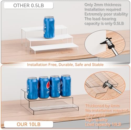 Yieach 3 Tier Clear Acrylic Spice Rack Organizer for Cabinet and Pantry Shelf - 10.3″L x 9.4″W Tiered Spice Rack & Holder,Step Shelves for Vitamin,Medicine Bottle,Jar,Can,Condiment,Seasoning Shelf - Image 4