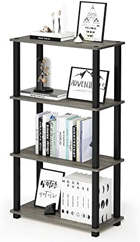 Furinno TURN-S-TUBE Storage Shelves, 4-Tier Book Shelf, Corner Shelf, Toolless Open Shelves, for Organization and Storage, Living Room, Garage, Home Office, French Oak - Image 6