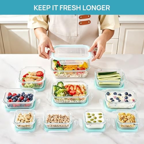 Vtopmart 10 Pack Glass Food Storage Containers with Lids Green - Image 4