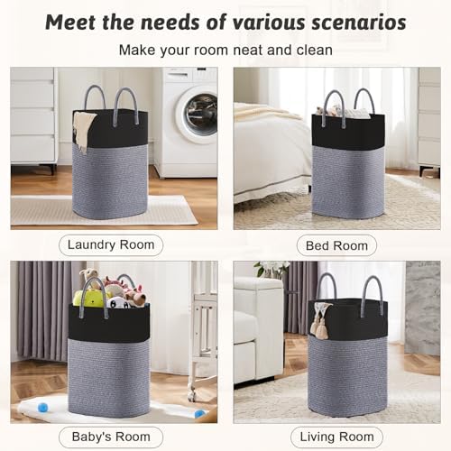 Artfeel Laundry Basket,Woven Cotton Rope Laundry Hamper,80L Versatile Storage for Dirty Clothes,Baby Toys,and Blankets in Bathroom, Nursery,and Living Room - Image 5