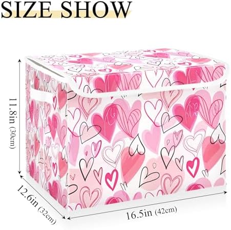 Valentine's Day Storage Bins with Lids and Carrying Handle,Foldable Storage Boxes Organizer Containers Baskets Cube with Cover for Home Bedroom Closet Office - Image 3
