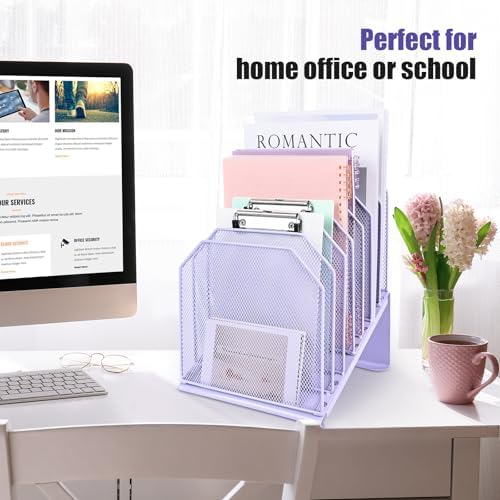 SUMMORO Inclined File Organizer for Desk, 7-Section Vertical File Holder - Image 2