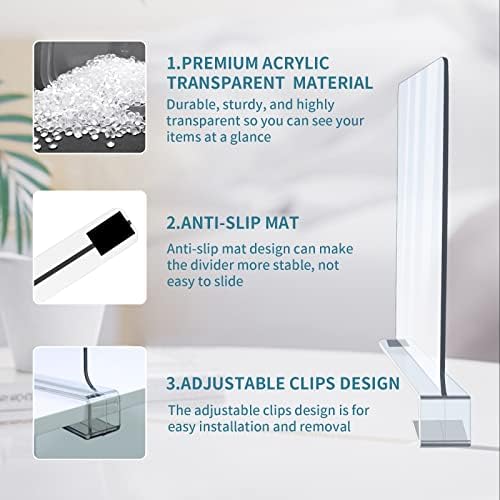 Acrylic Shelf Dividers, 4 Pack Clear Organizers for Closet Organization - Image 3